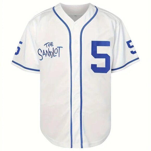 Sandlot Baseball Jersey Squints #5 White Stitched Men's - Picture 2 of 6